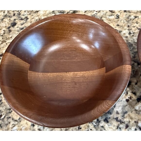 Ozark Walnutware  Solid Walnut Salad Bowls 6" Set of 2 Vintage - Picture 3 of 6